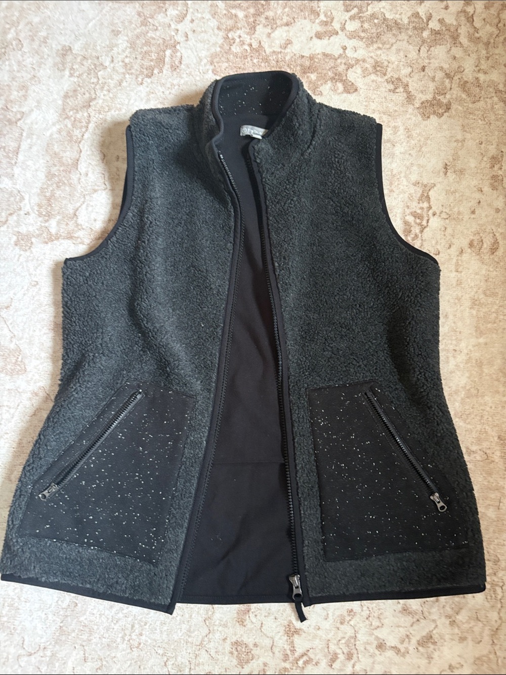 Talbots Charcoal Gray Sherpa Vest with Zip Pockets